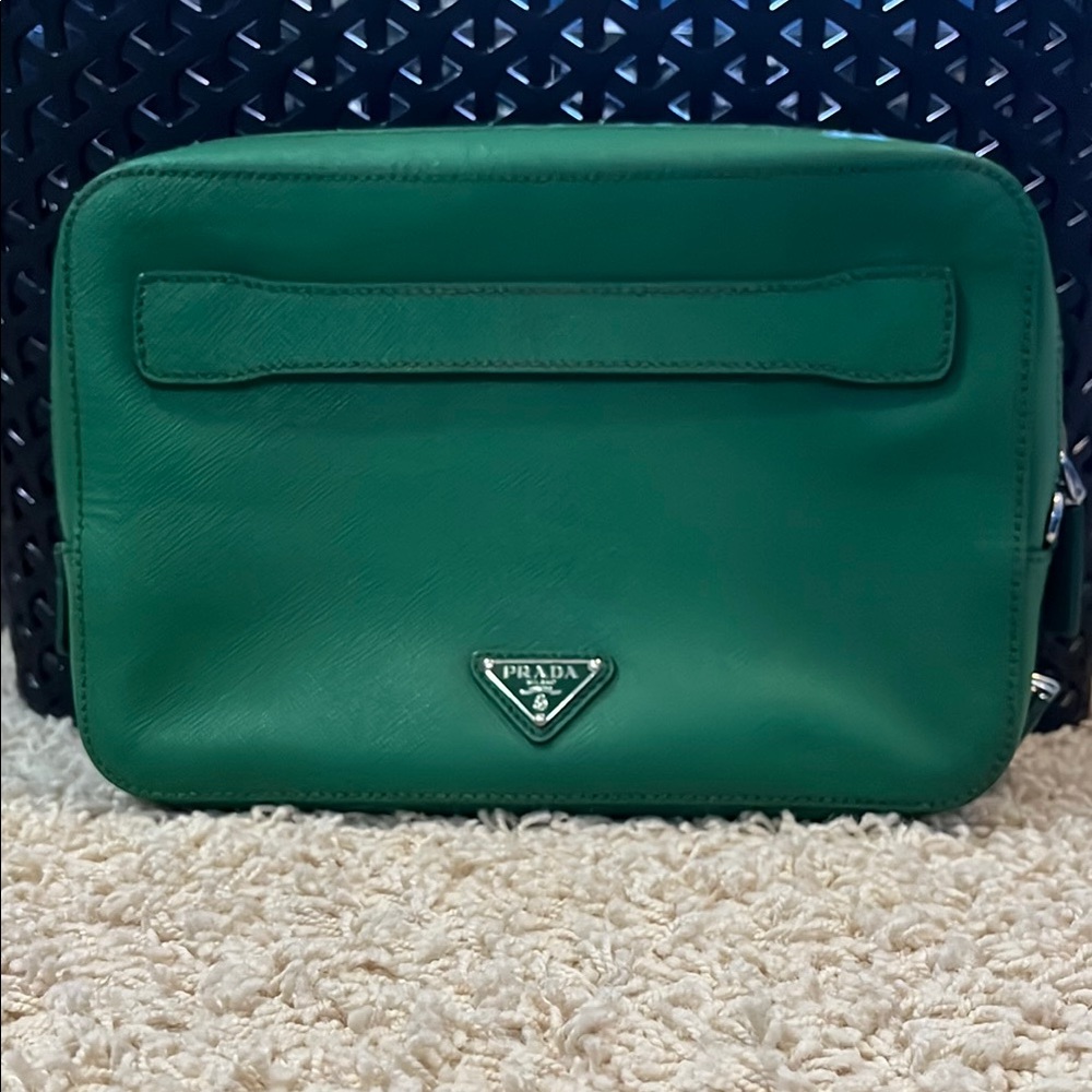 Prada Green Leather Crossbody Bag Saffiano Travel
